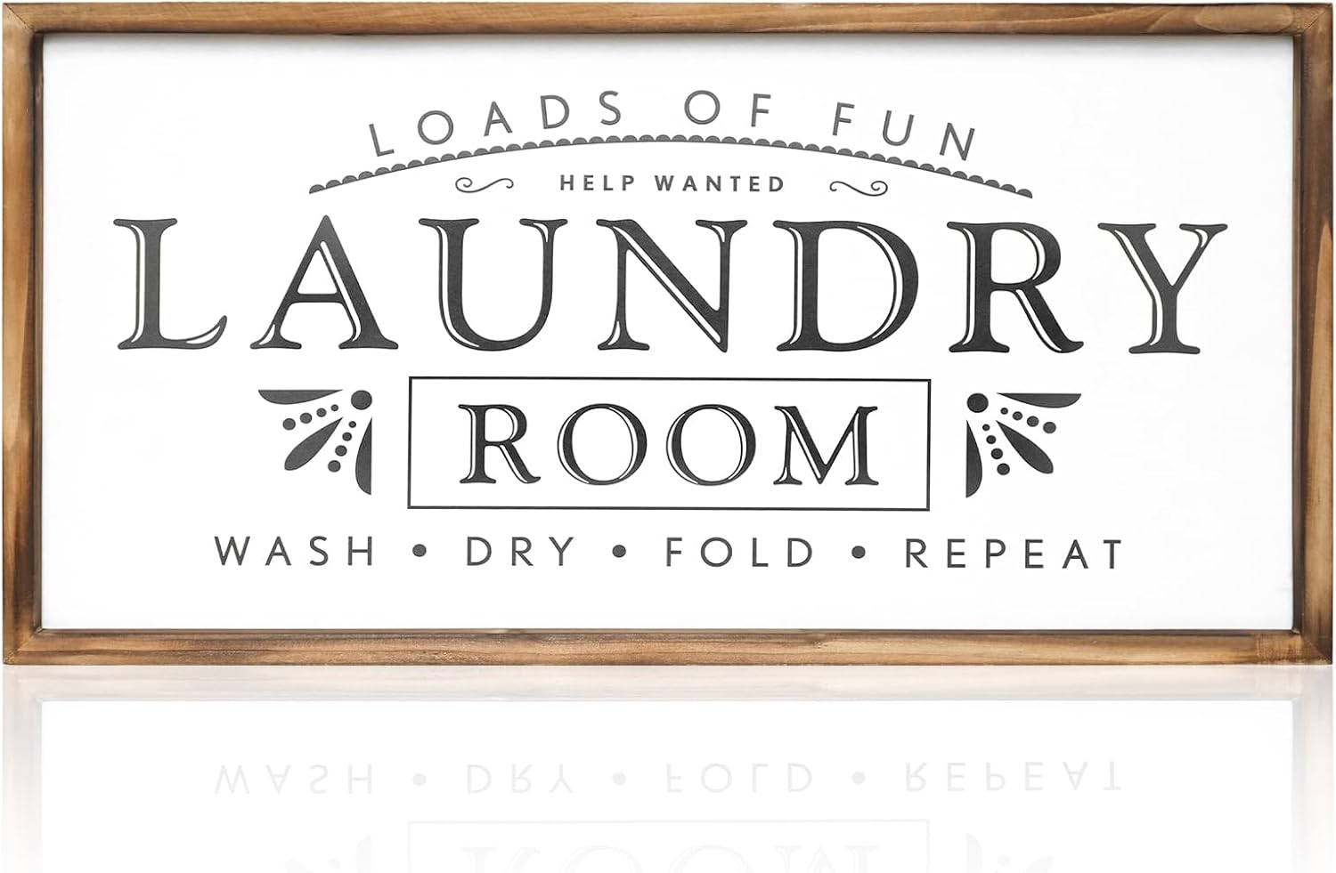 MACVAD Framed Wood Laundry Room Sign, 16" x 8" — Loads of Fun