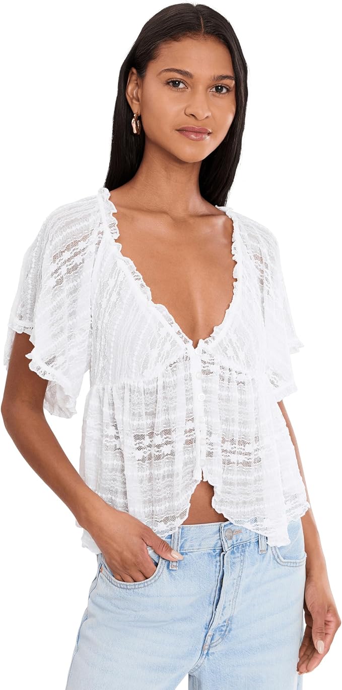 Free People Women's In Your Dreams Lace Top (White)