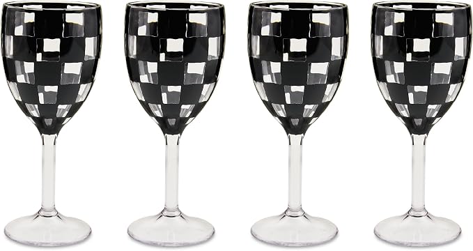 MacKenzie-Childs Courtly Check Wine Glasses (Set of 4)