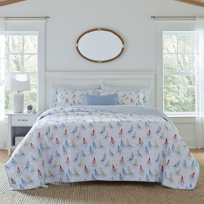 Nautica Sailboat Regatta Reversible Cotton Quilt Set