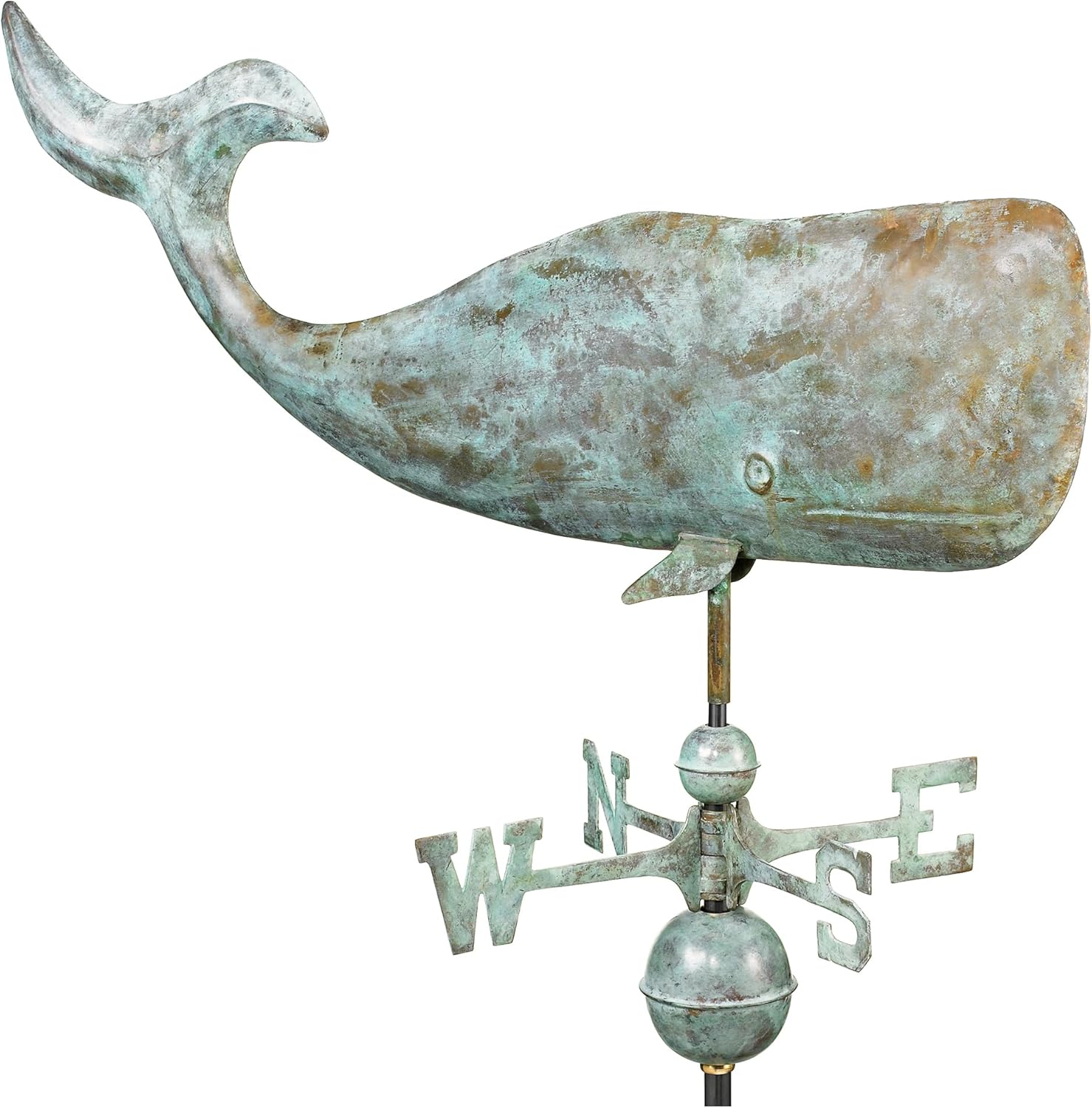 Good Directions Whale Weathervane - Pure Copper Hand Finished Patina