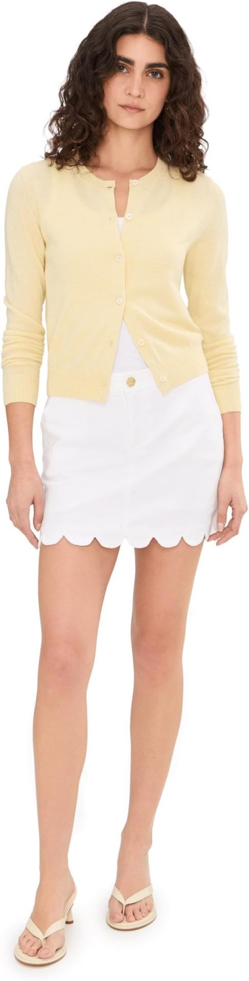 White Cotton Scalloped-Hem Mini Skirt