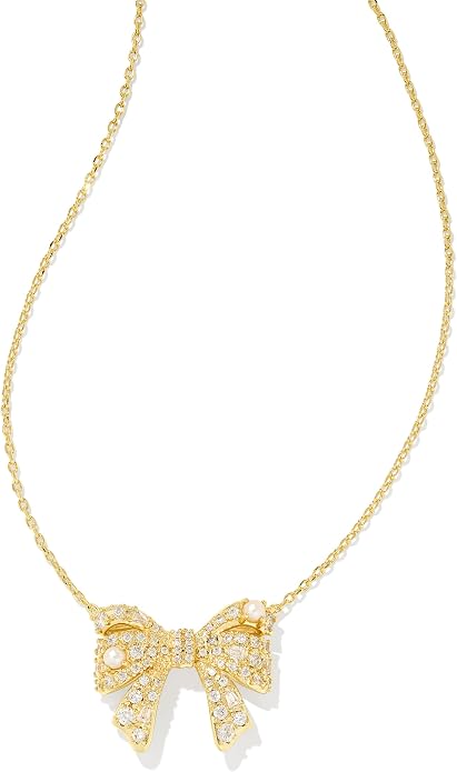 Kendra Scott Crystal Bow Pendant Necklace with Pearl Accents