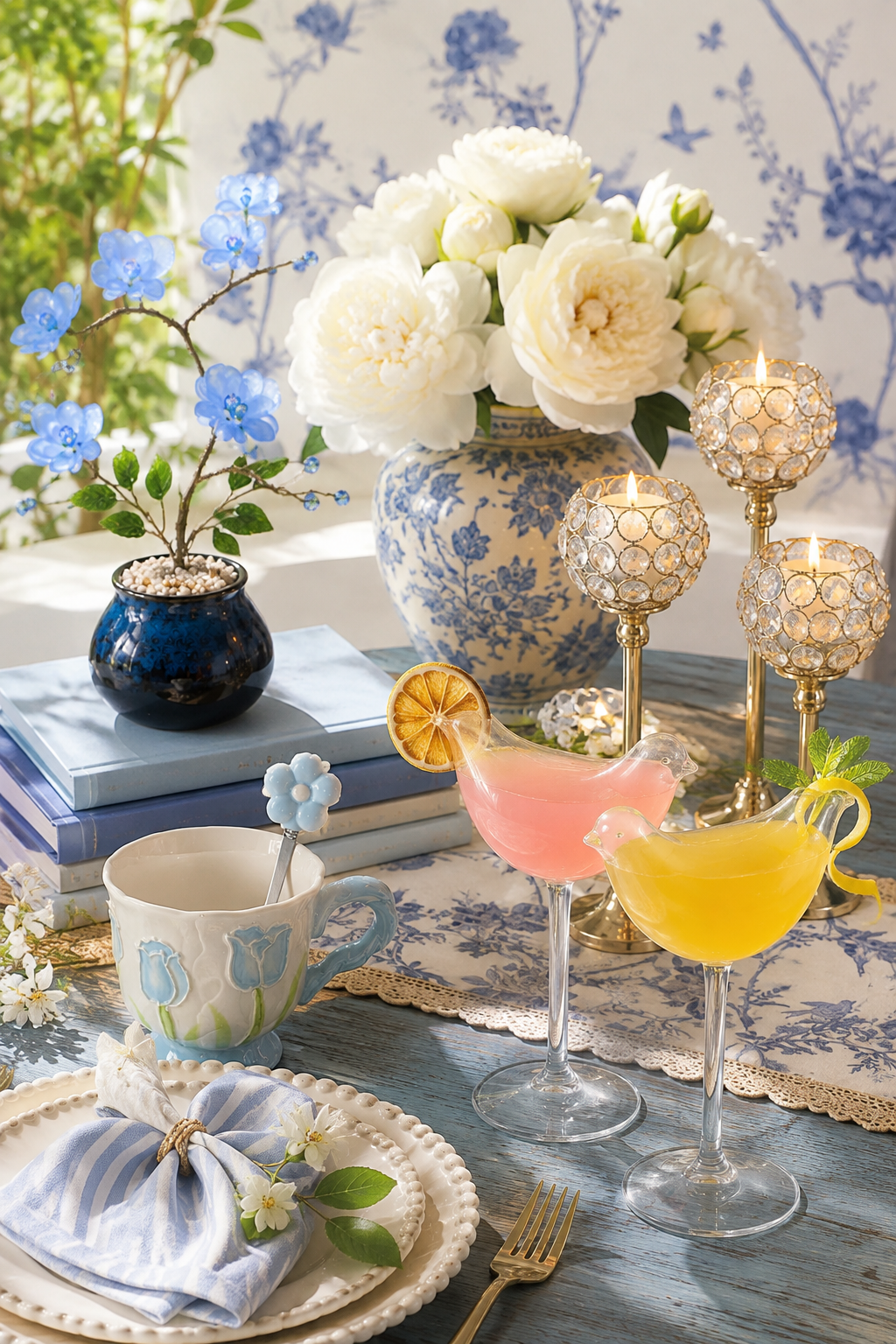 The Blue & White Bird Cocktail Table