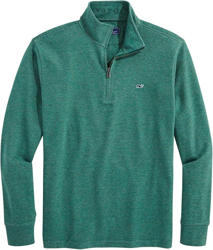 Vineyard Vines Men's Saltwater Quarter-Zip (Charleston Green Stripe)