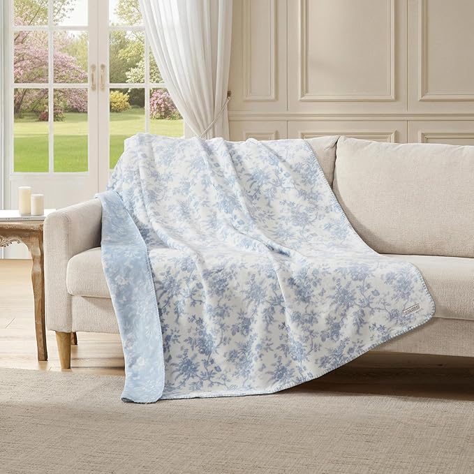 Laura Ashley Annalise Blue Botanical Throw