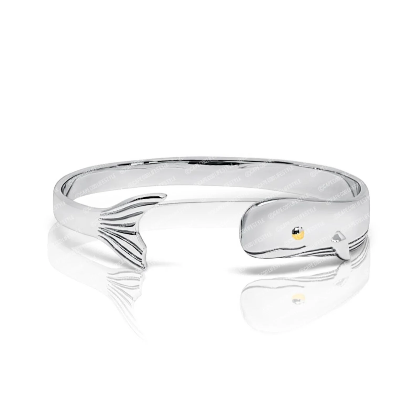 Cape Cod Whale Sterling Silver 925 Cuff Bracelet