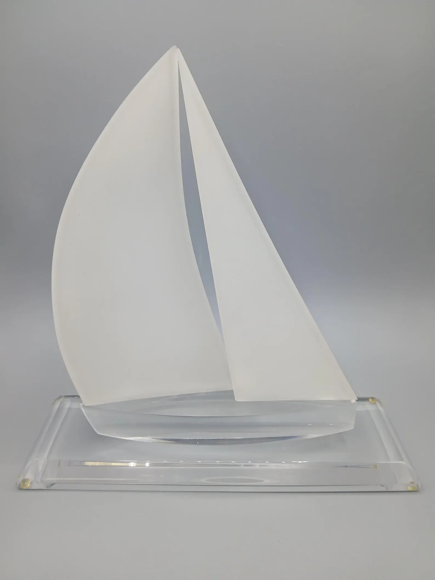 Vintage MCM White Lucite Sailboat Sculpture
