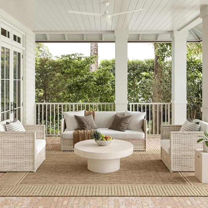 SAFAVIEH Courtyard Striped Indoor/Outdoor Rug — Sand & Ivory