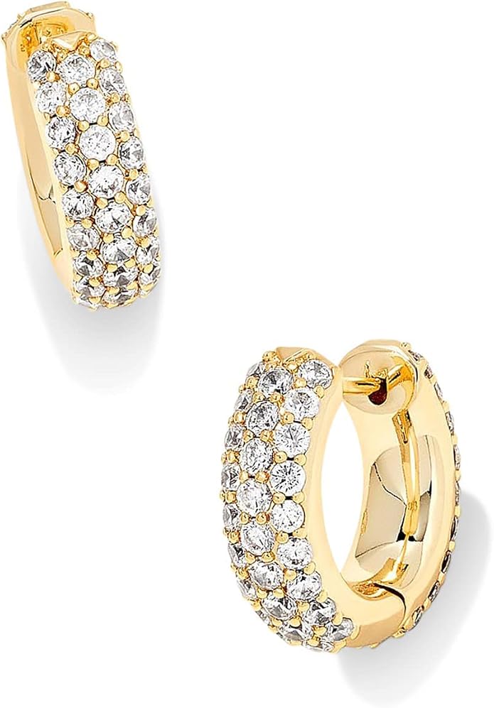 Kendra Scott Mikki Pavé Huggie Earrings (Gold)