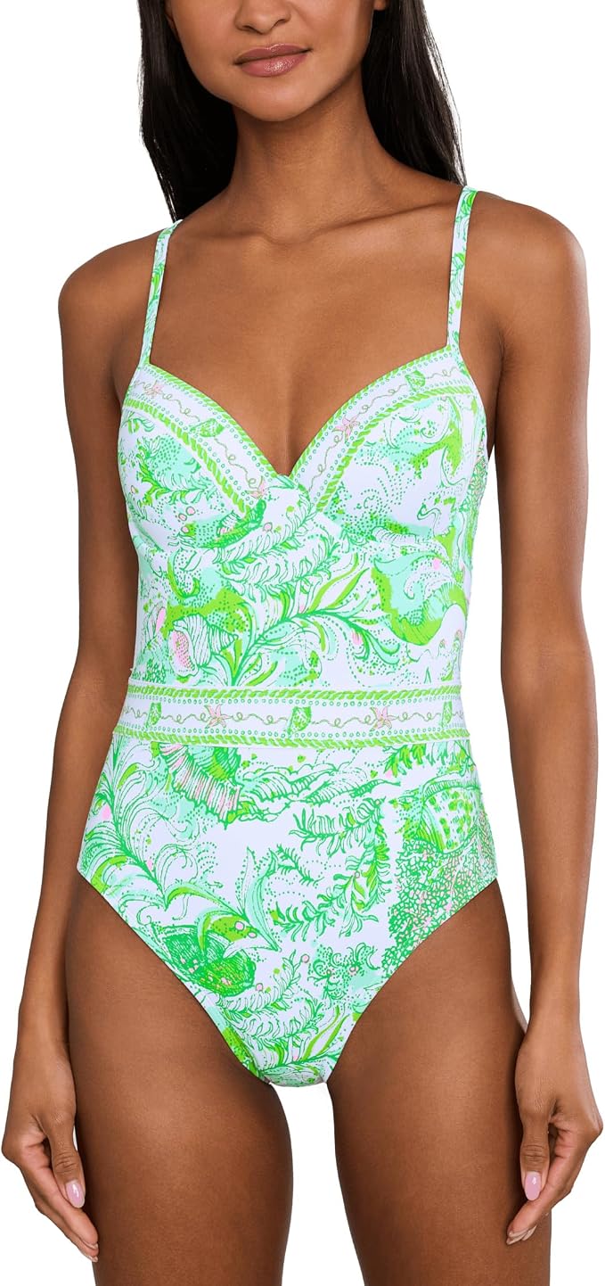 Lilly Pulitzer Women's Palma One-Piece (Green Coral Print)