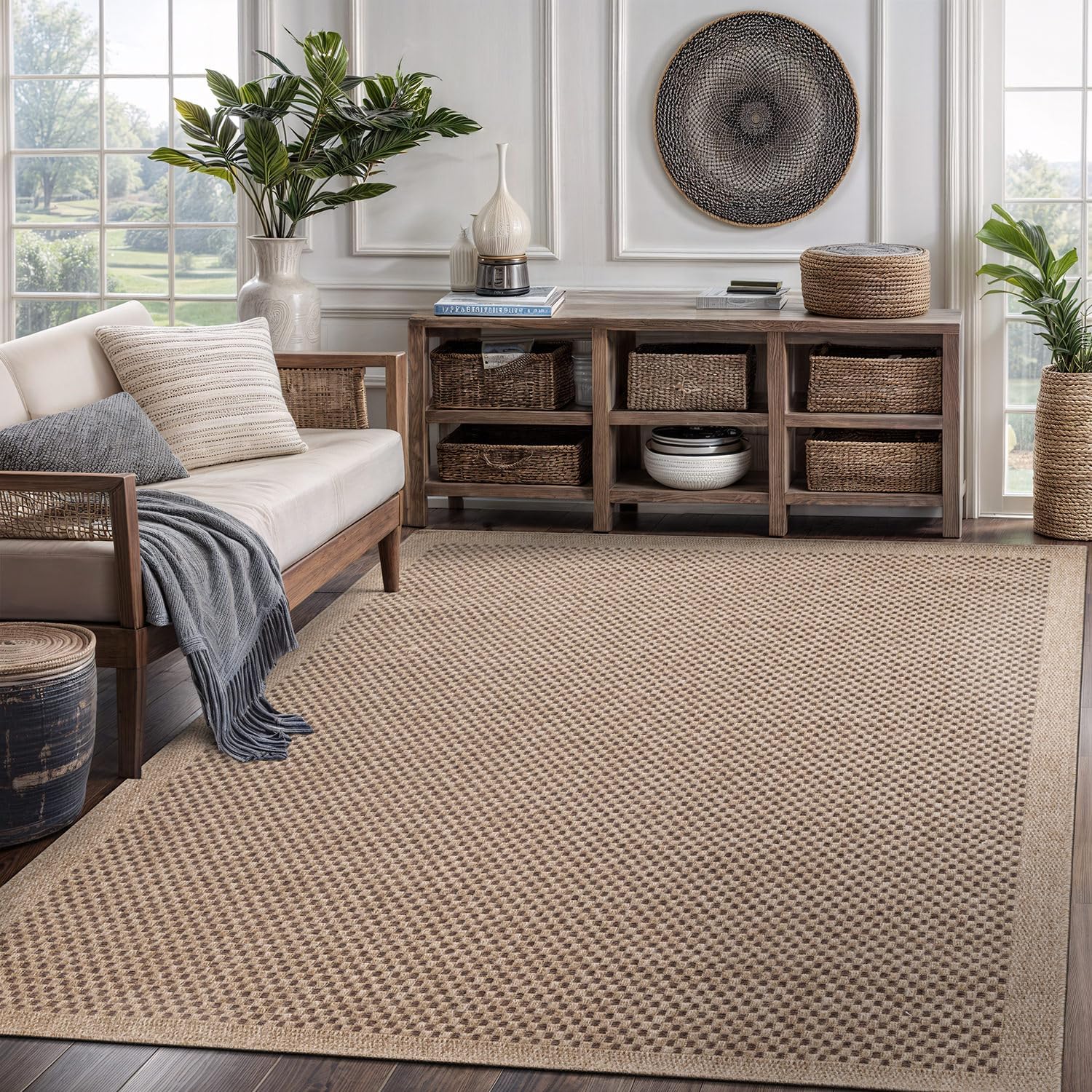 CAMILSON Outdoor Sisal-Look Rug — Natural, Easy-Clean & Washable
