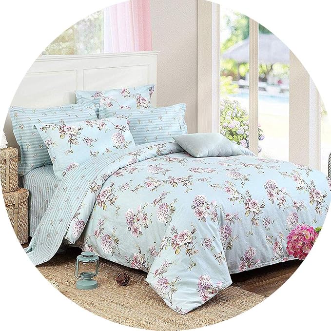 FADFAY Shabby Chic Hydrangea 7-Piece Bed-in-a-Bag Set — 100% Cotton