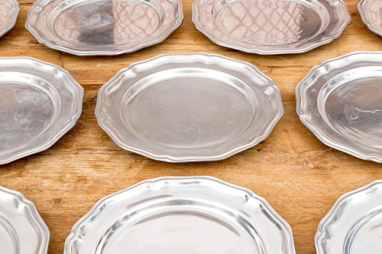 Classic Wilton Ware Pewter Chargers — Scalloped Silver Plate Charger Plates