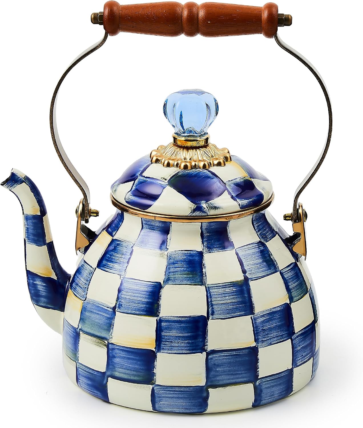 MacKenzie-Childs Royal Check Enamel Tea Kettle (2 qt)