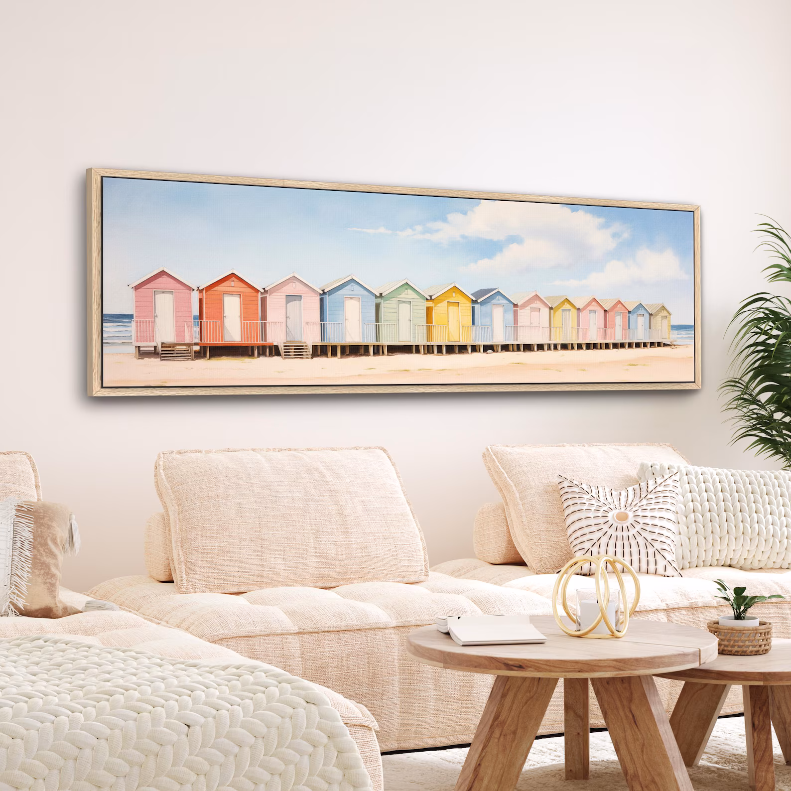 Retro Beach Minimal Boho Coastal Canvas Print