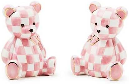 MacKenzie-Childs Rosy Check Teddy Bear Salt & Pepper Shakers