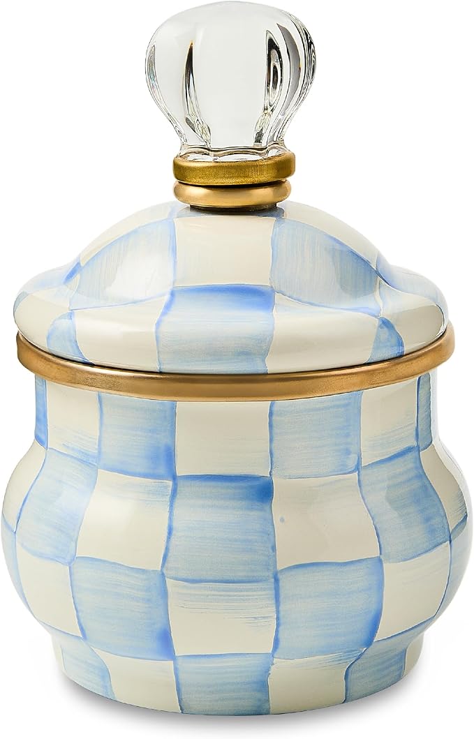 MacKenzie-Childs Sterling Check Enamel Canister with Glass Knob
