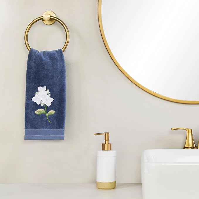 SKL Home Farm Hydrangea Embroidered Cotton Hand Towels, Set of 2