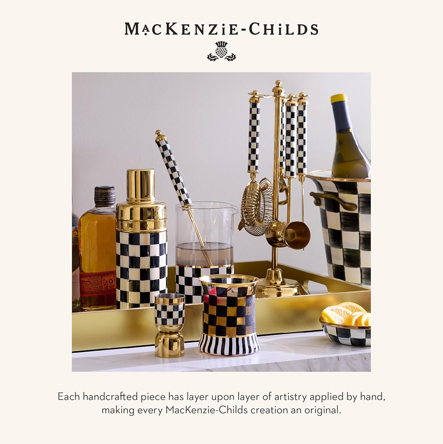MacKenzie-Childs Courtly Check 5-Piece Bar Tool Set — Stainless Steel
