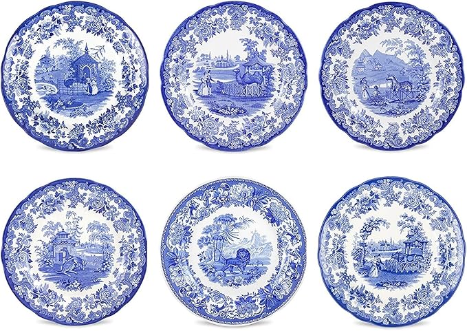 Spode Blue Italian Zoological Plates (Set of 4)