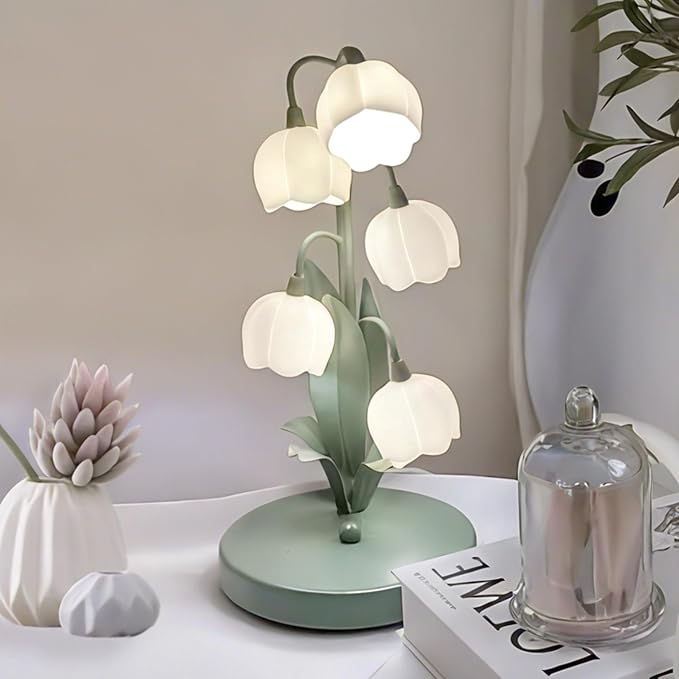 Lily of the Valley 5-Flower Vintage Table Lamp — 3 Color Modes