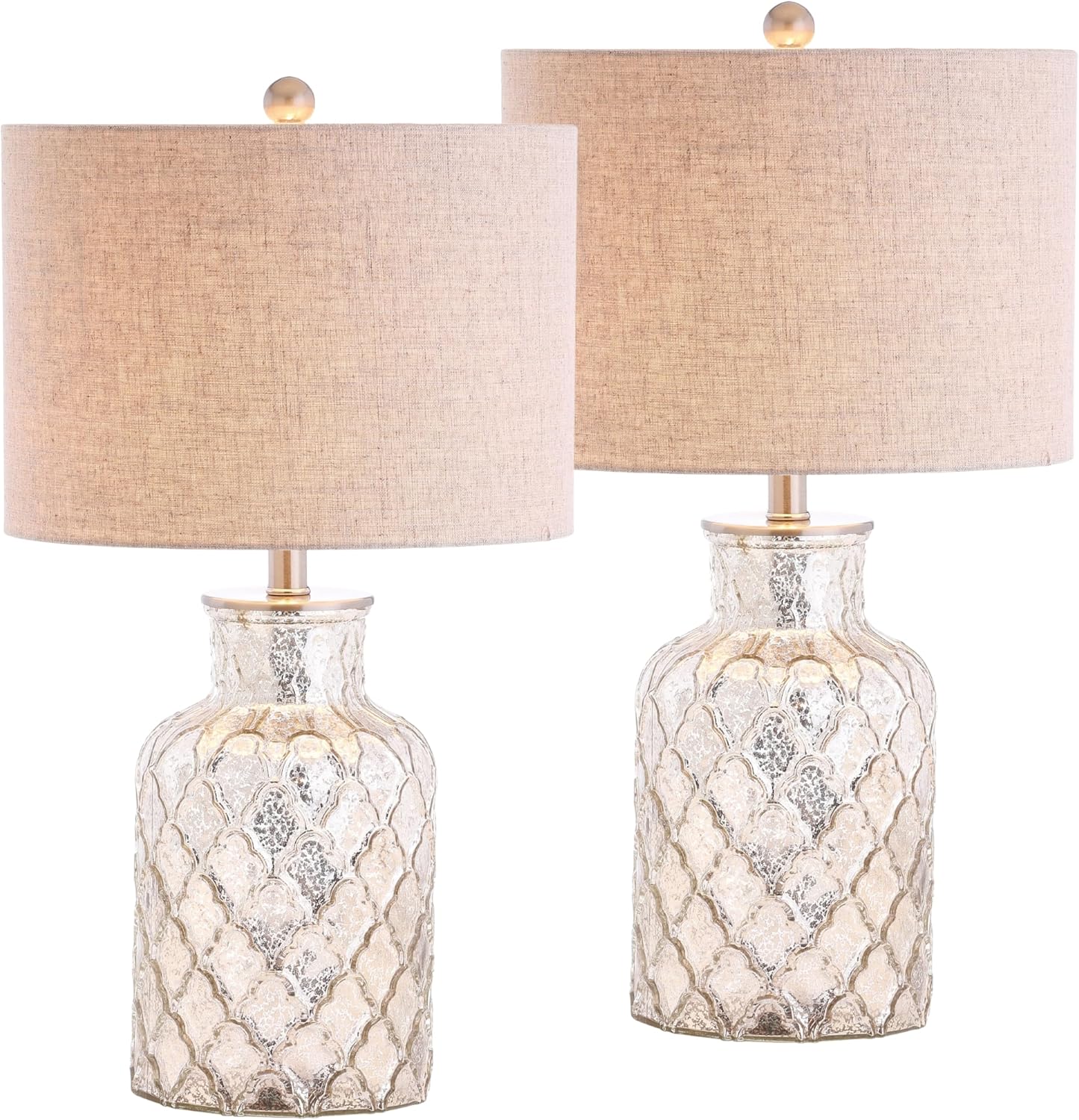 JONATHAN Y Alvord 21" Mercury Glass Table Lamps, Silver (Set of 2)