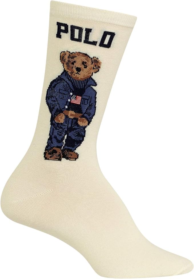 Polo Ralph Lauren Cream Polo Bear Crew Socks