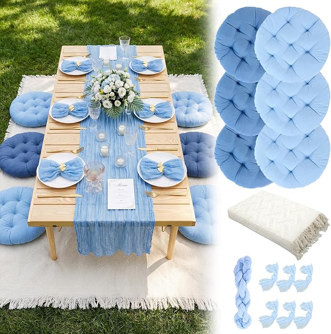 Beeveer Blue Picnic Cushion, Runner & Blanket Set