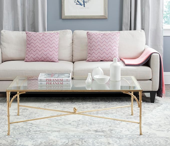 SAFAVIEH Antoine Gold & Glass Rectangular Coffee Table