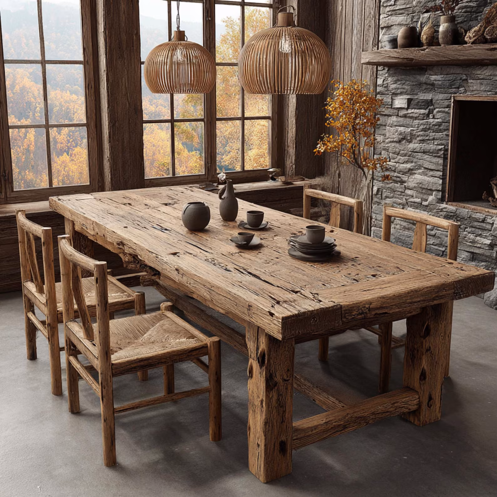 Reclaimed Wood Farmhouse Dining Table — Handmade Rustic Plank Table