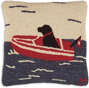 Chandler 4 Corners Seadog Boating Hooked Wool Pillow, 18" Square