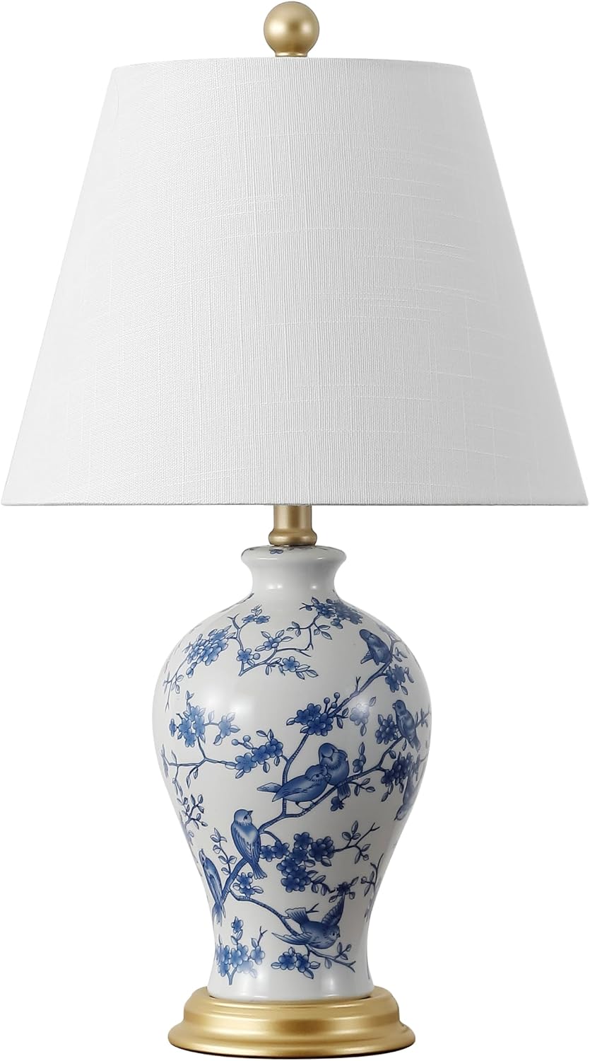 JONATHAN Y Grace 24" Blue & White Chinoiserie Ginger Jar Table Lamp