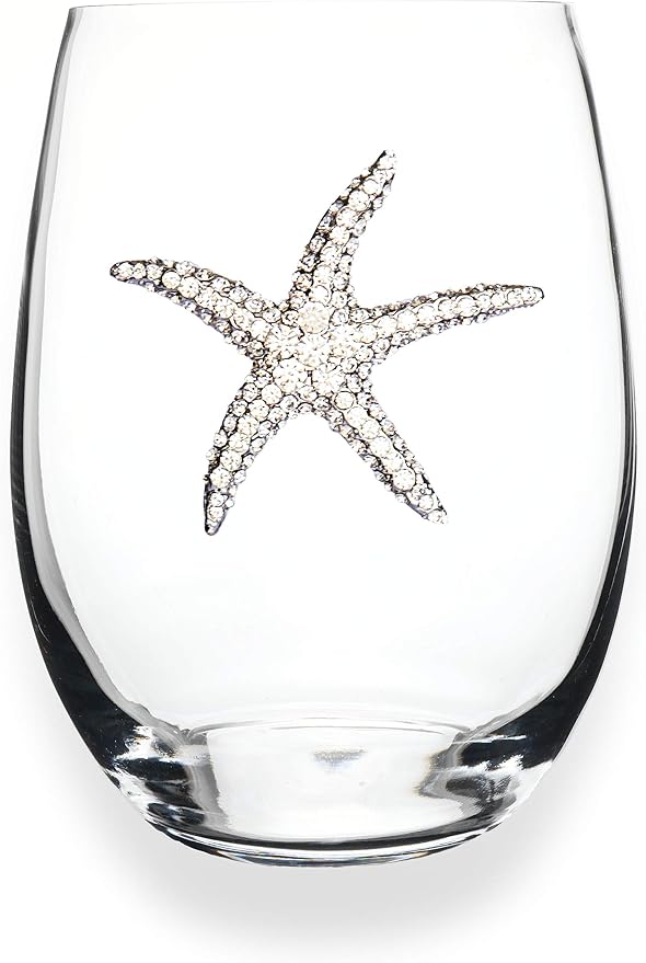 THE QUEENS' JEWELS Starfish Jeweled Stemless Wine Glass, 21 oz.