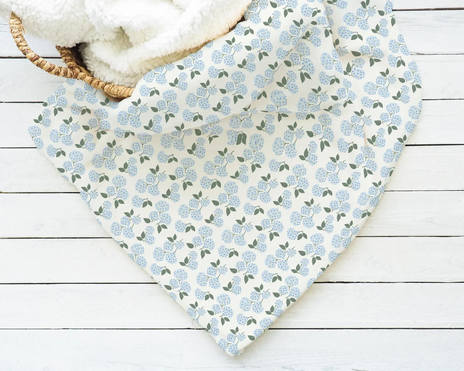 Blue Hydrangea Sherpa Throw Blanket — Grandmillennial Botanical