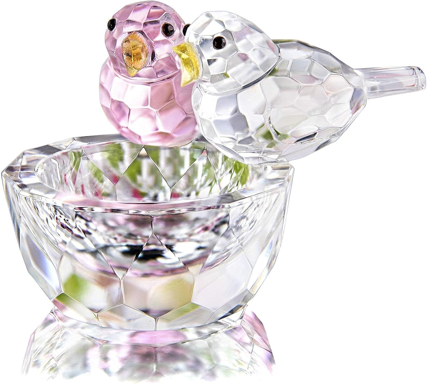 K9 Crystal Bird Figurine Ring Holder Dish, 3.3"