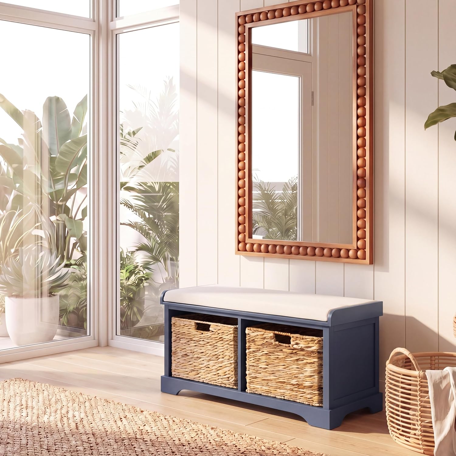 SAFAVIEH Freddy 2-Basket Storage Bench — Blue