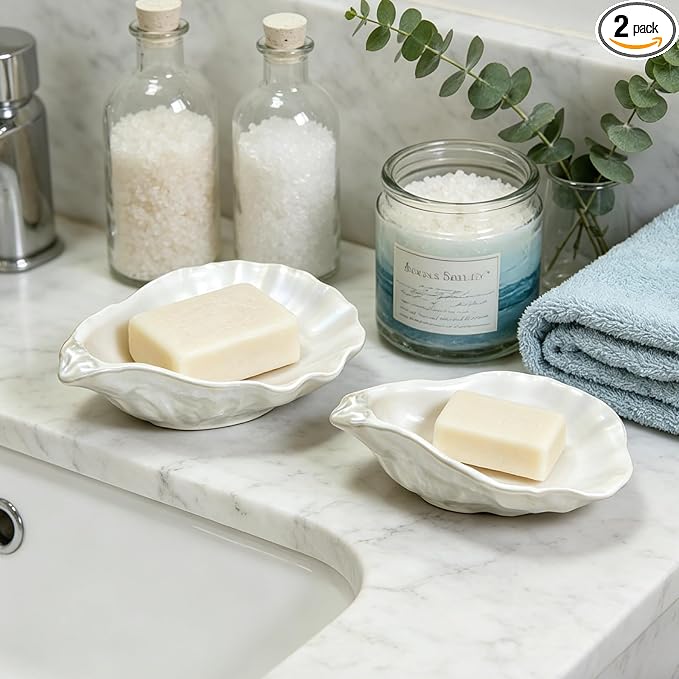 Cynkeyee Ceramic Shell Catchall Bowls (Set of 2)