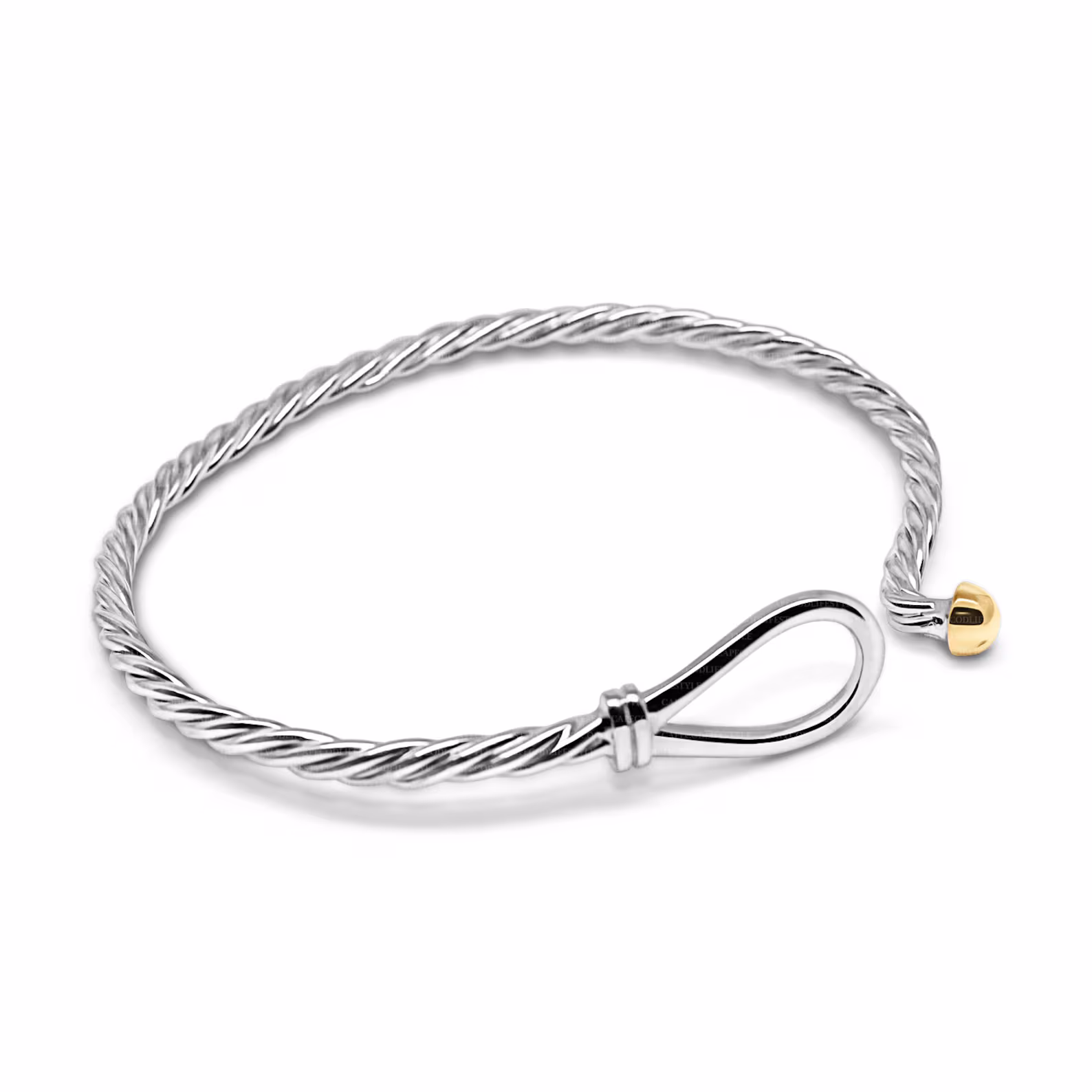 Made on Cape Cod Twisted Wire Bangle (14K Gold Ball & Sterling Silver)
