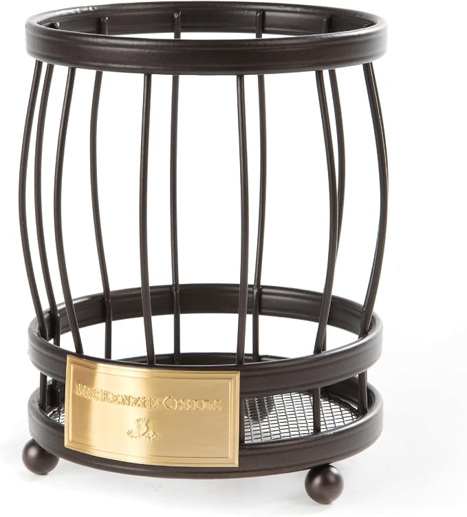 MacKenzie-Childs Utensil Caddy — Coated Carbon Steel with Brass Logo Plate