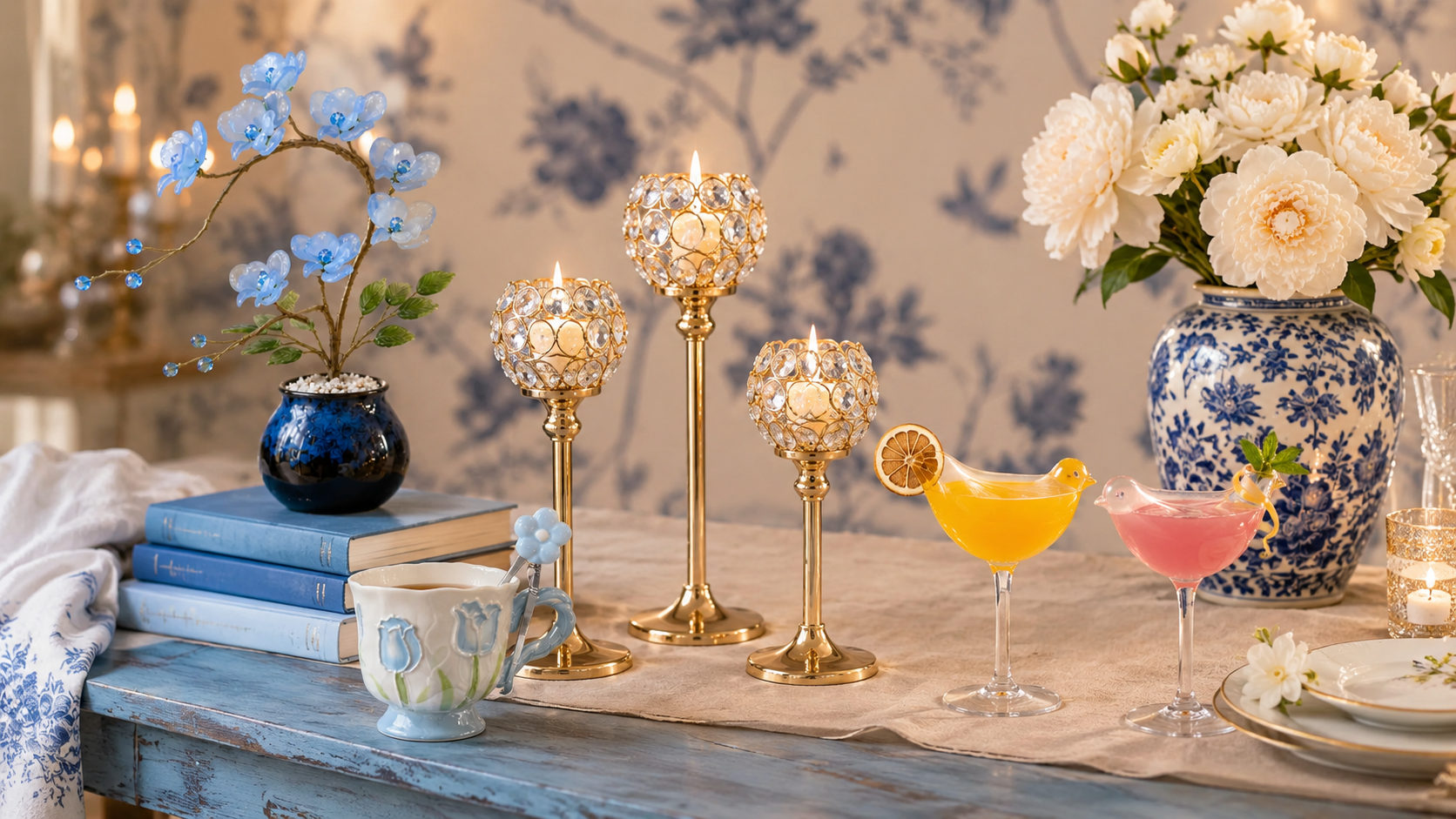 The Blue & White Bird Cocktail Table