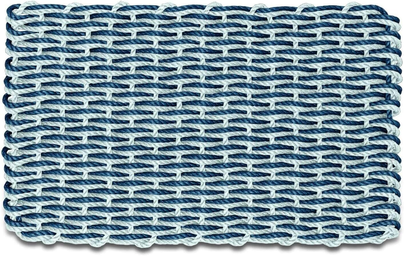 Hand-Woven Lobster Rope Doormat (Navy & Light Blue)