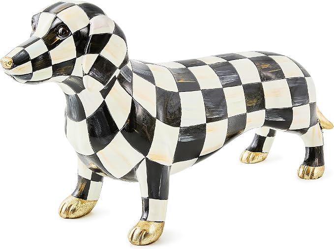 MacKenzie-Childs Dachshund Dog Figurine — Courtly Check