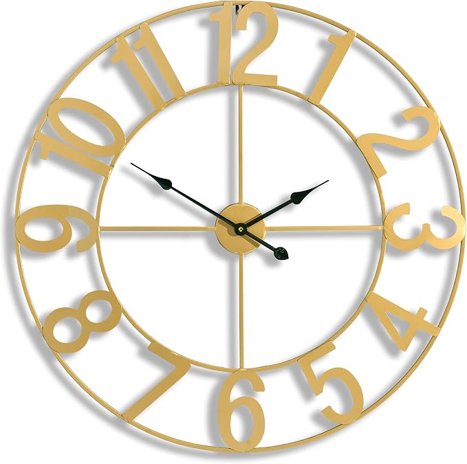Sorbus Large Gold Oversized Metal Wall Clock