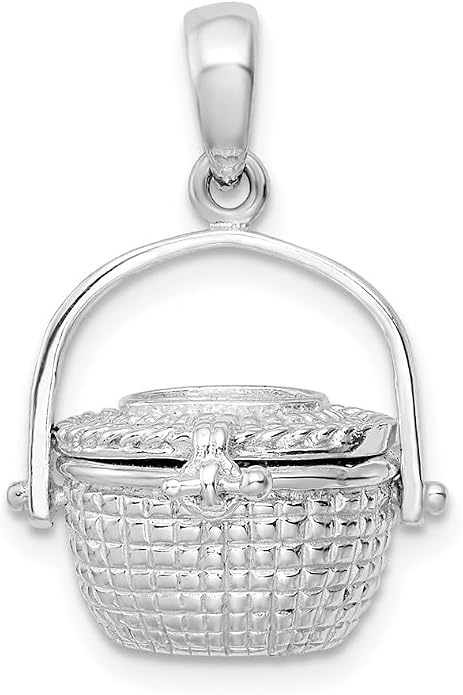 Sterling Silver 3-D Moveable Large Nantucket Basket Pendant