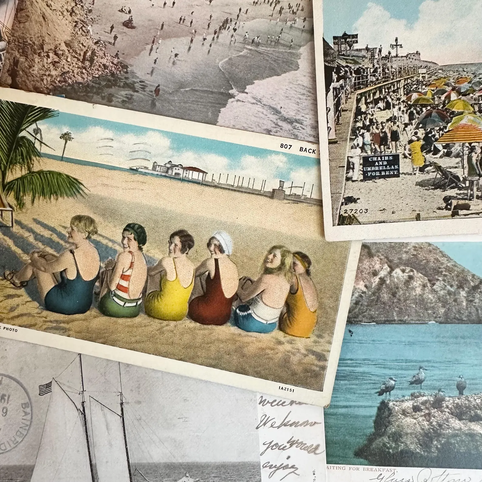 Vintage Sea Postcard Set — Random Nautical Beach Postcards