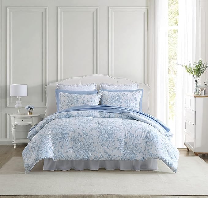 Laura Ashley Bedford Blue Twin Comforter Set
