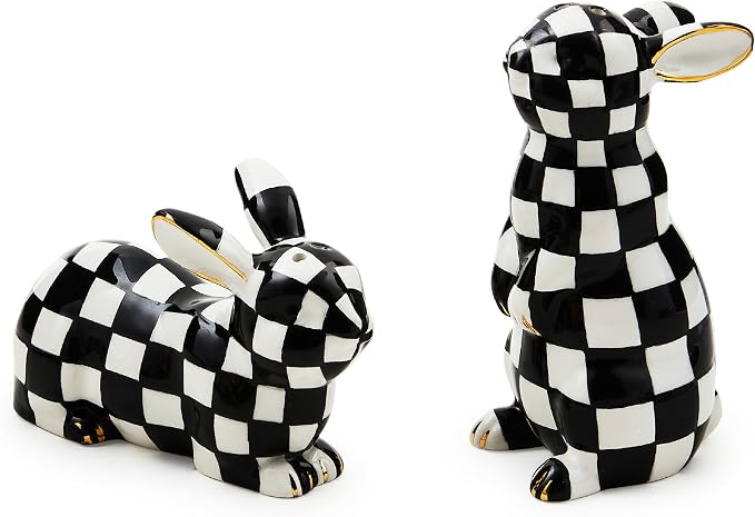 MacKenzie-Childs Bunny Salt & Pepper Set — Courtly Check