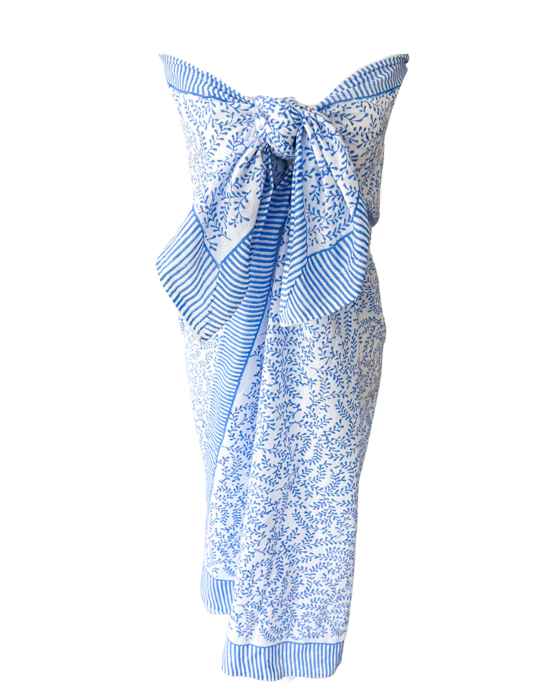 Sara Khatib Antibes Pareo — Blue & White Block Print