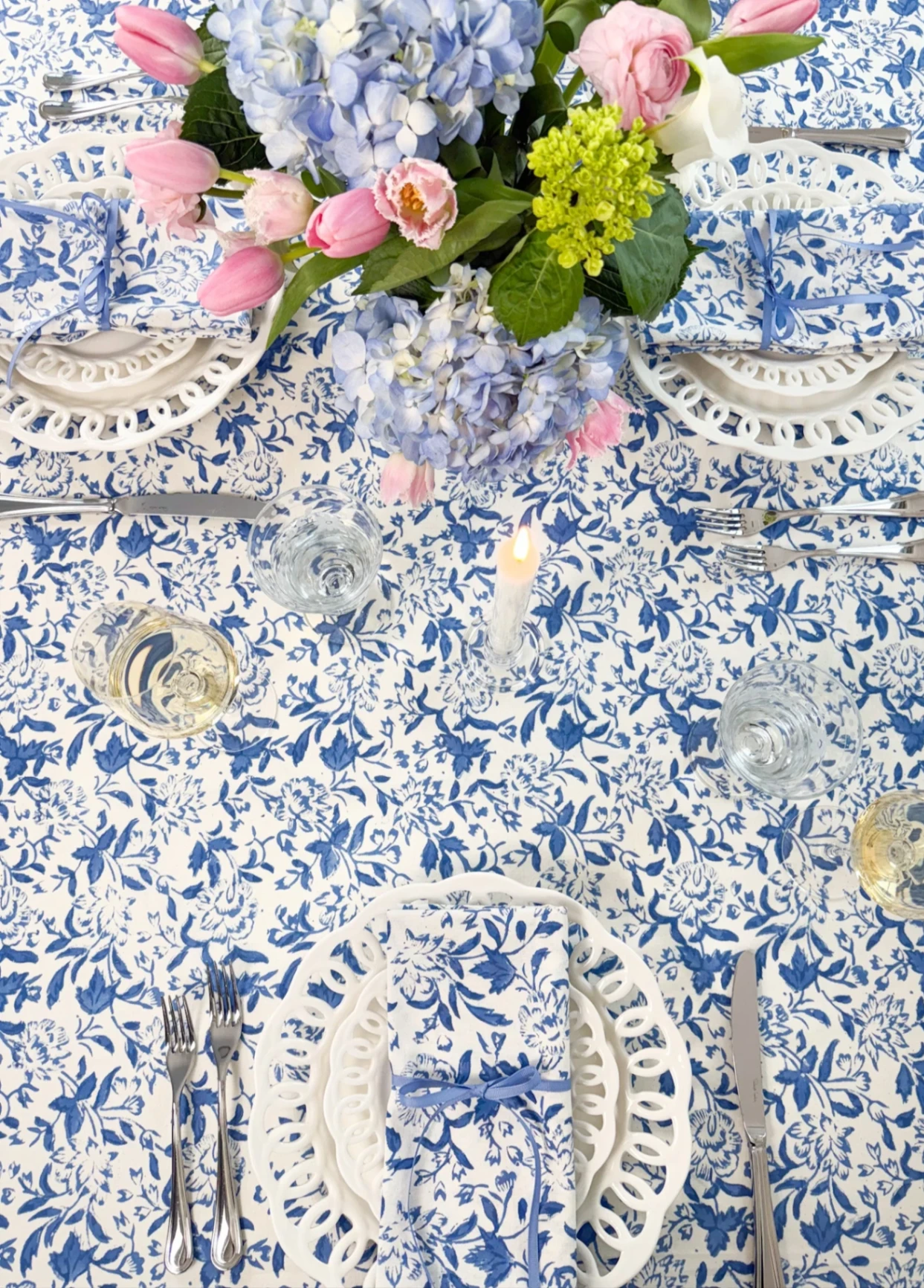 Sara Khatib Coastal Blue Wildflower Tablecloth
